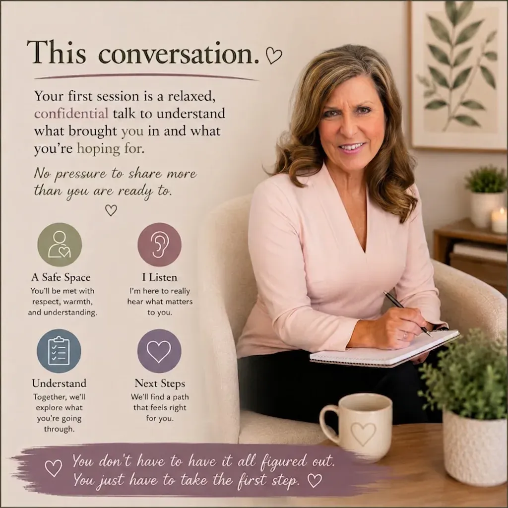 A calm, comfortable setting representing your first counseling session