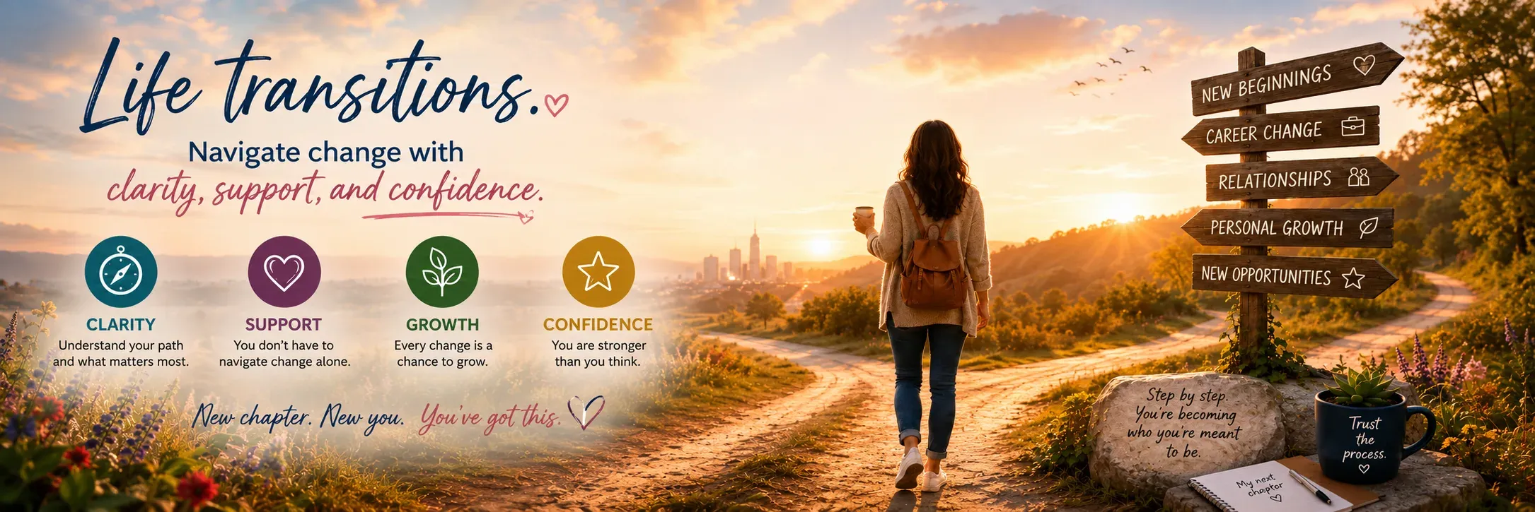 A path forward representing counseling for life transitions and change